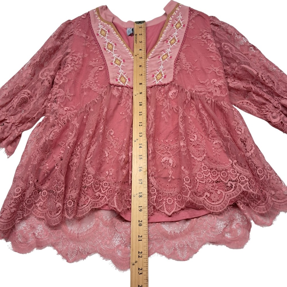 Anthropologie Blank London Top Women's XS Pink Lace Embroidered Romantic Boho - Picture 8 of 11